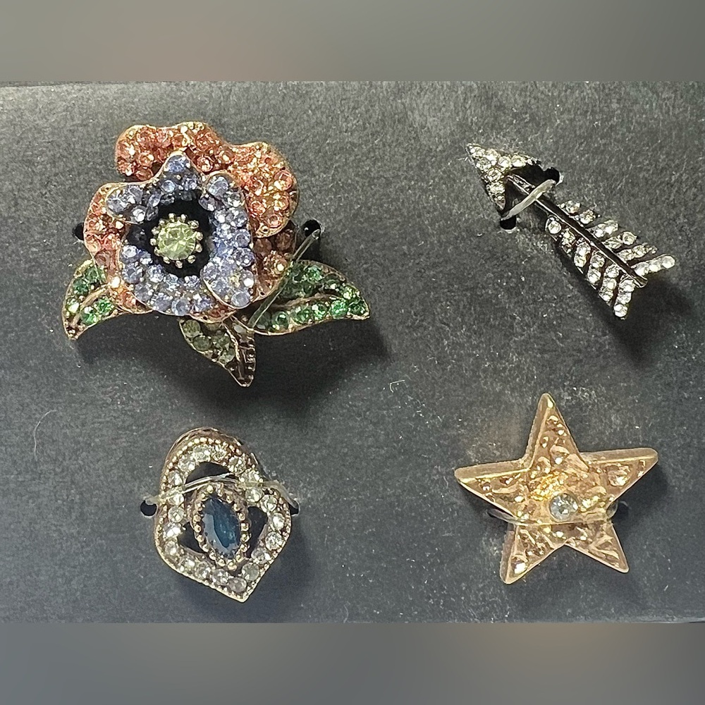 Group of 4 Unworn Vintage Inspired Rhinestone Pins